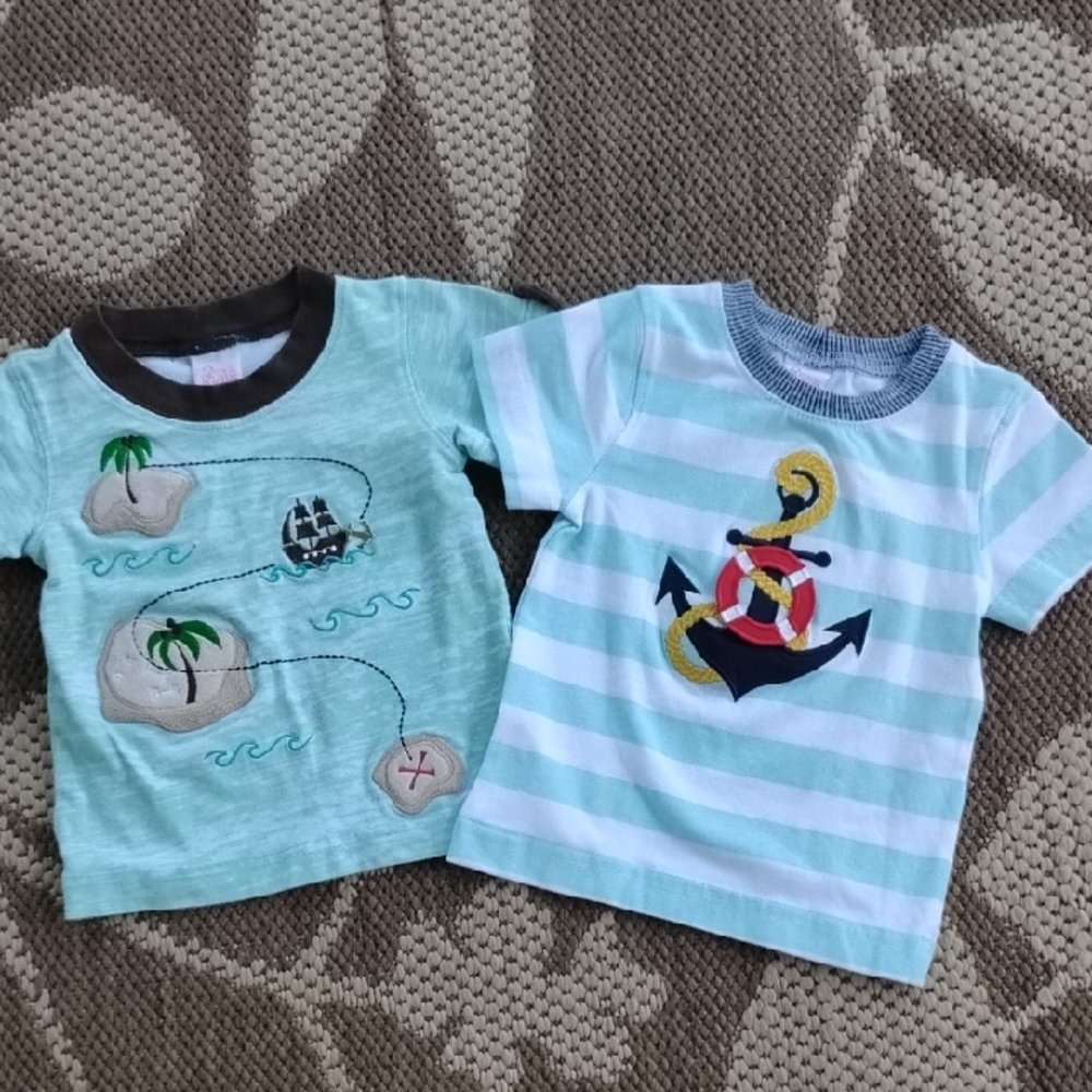 Blue and White Nautical Tees Short Sleeve